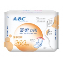 ABC 8片量多日用轻透薄棉卫生巾K85*48包/件